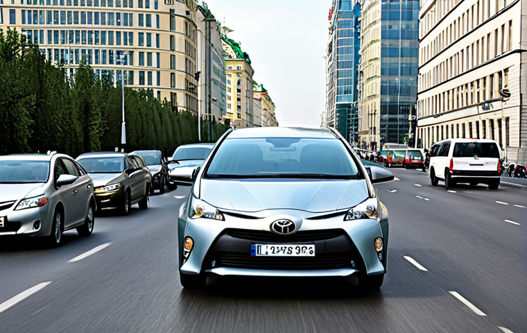 Hybrid Car in Moscow Traffic**
"A sleek, modern hybrid car, perhaps a Toyota Prius or similar model, stuck in typical Moscow traffic on a busy street like the Garden Ring. Cars are bumper-to-bumper, with iconic Moscow architecture visible in the background (e.g., Stalinist skyscrapers). The image should convey the stop-and-go nature of city driving. The car is fully clothed in its exterior, appropriate for the street. The overall impression is professional and family-friendly, safe for work, showcasing the car's potential fuel efficiency in this environment. Perfect anatomy of the car, correct proportions, natural scene, professional photography, high quality, daylight."
**