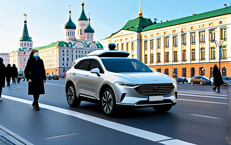 Autonomous Vehicle Liability**
"A futuristic, self-driving car stopped at a crosswalk in Moscow, with pedestrians safely crossing. Focus on the car's sensors and advanced technology. Background shows modern Russian architecture. Fully clothed pedestrians, appropriate attire, safe for work, professional concept art, perfect anatomy, correct proportions, natural pose, high quality, well-formed hands, proper finger count, natural body proportions, daytime, clear weather."
**