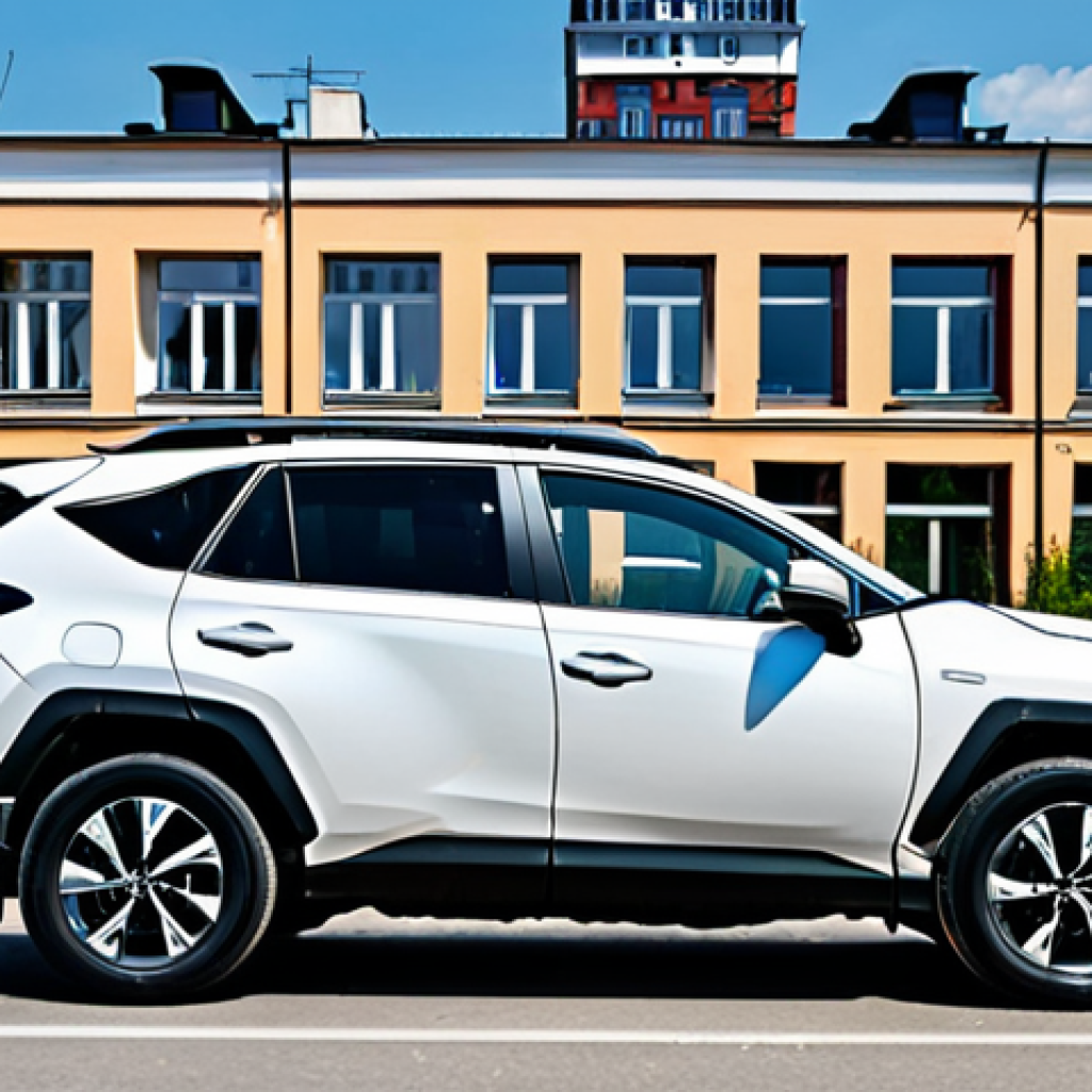 하이브리드차 연비 - **
A professional-looking Toyota RAV4 Hybrid parked in front of a modern apartment building in Mosc...