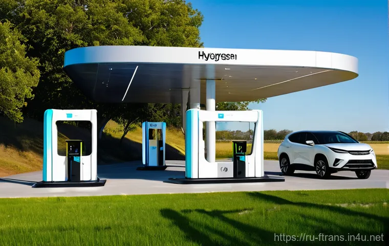 수소차의 미래 - **Prompt:** A sleek, modern hydrogen fuel cell vehicle (like a concept car or a futuristic sedan) is...
