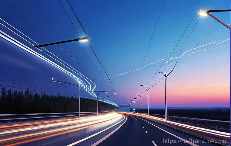 스마트 시티 모빌리티 혁신 - **Prompt 1: Smart Highway and V2X Communication**
    A wide, dynamic shot of a modern, "smart" Russ...