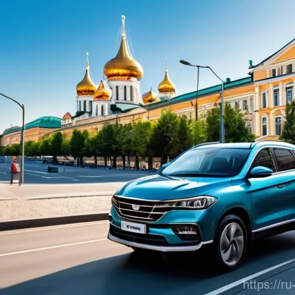 하이브리드차 - **Prompt:** A modern, sleek hybrid SUV, similar to a Geely Monjaro or Haval H6 Hybrid, is navigating...