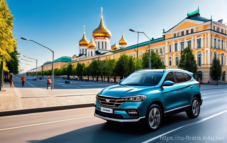 하이브리드차 - **Prompt:** A modern, sleek hybrid SUV, similar to a Geely Monjaro or Haval H6 Hybrid, is navigating...