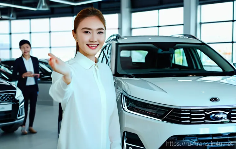 하이브리드차 - **Prompt:** A modern, sleek hybrid SUV, similar to a Geely Monjaro or Haval H6 Hybrid, is navigating...
