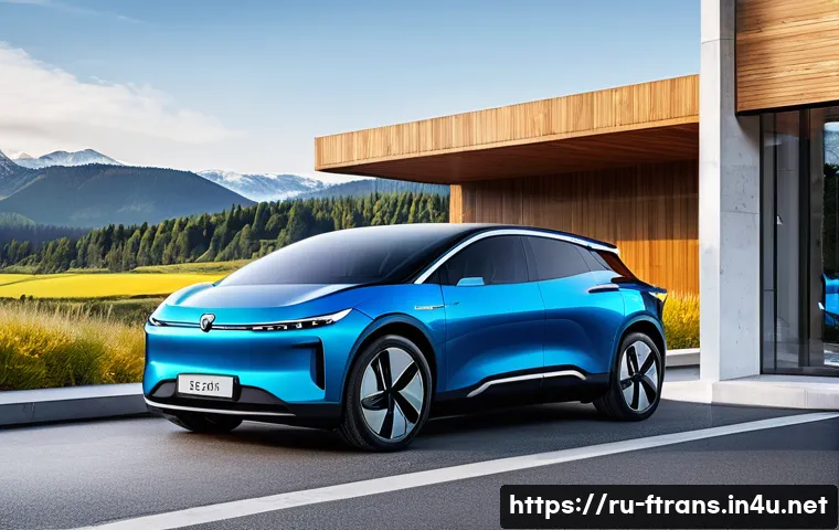 차세대 배터리 시장 - **A Futuristic Electric Vehicle with Solid-State Power:**
A sleek, modern electric car, in a vib...