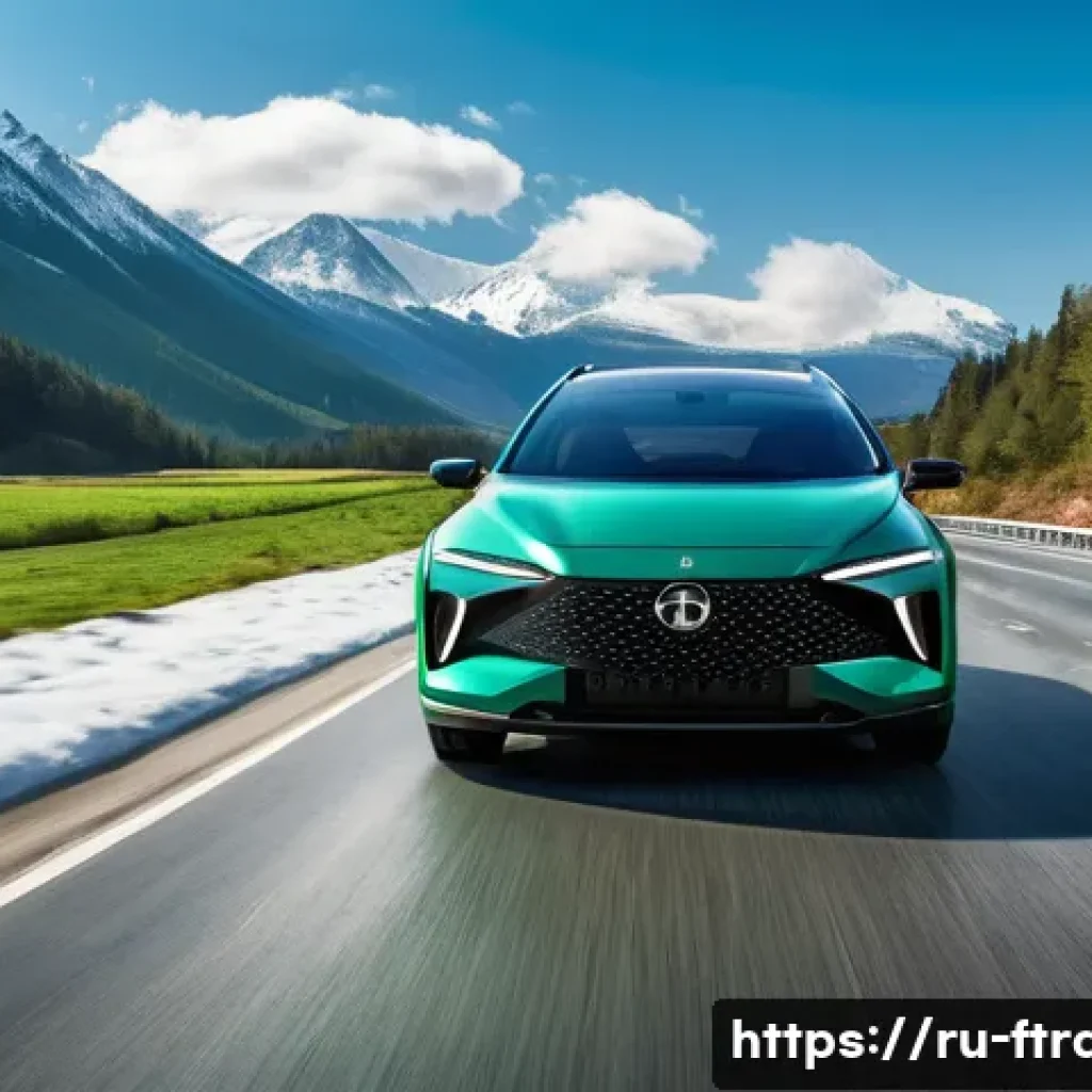 수소차 상용화 - **Prompt:** A sleek, modern hydrogen fuel cell car (FCEV) drives silently along a pristine, wide hig...