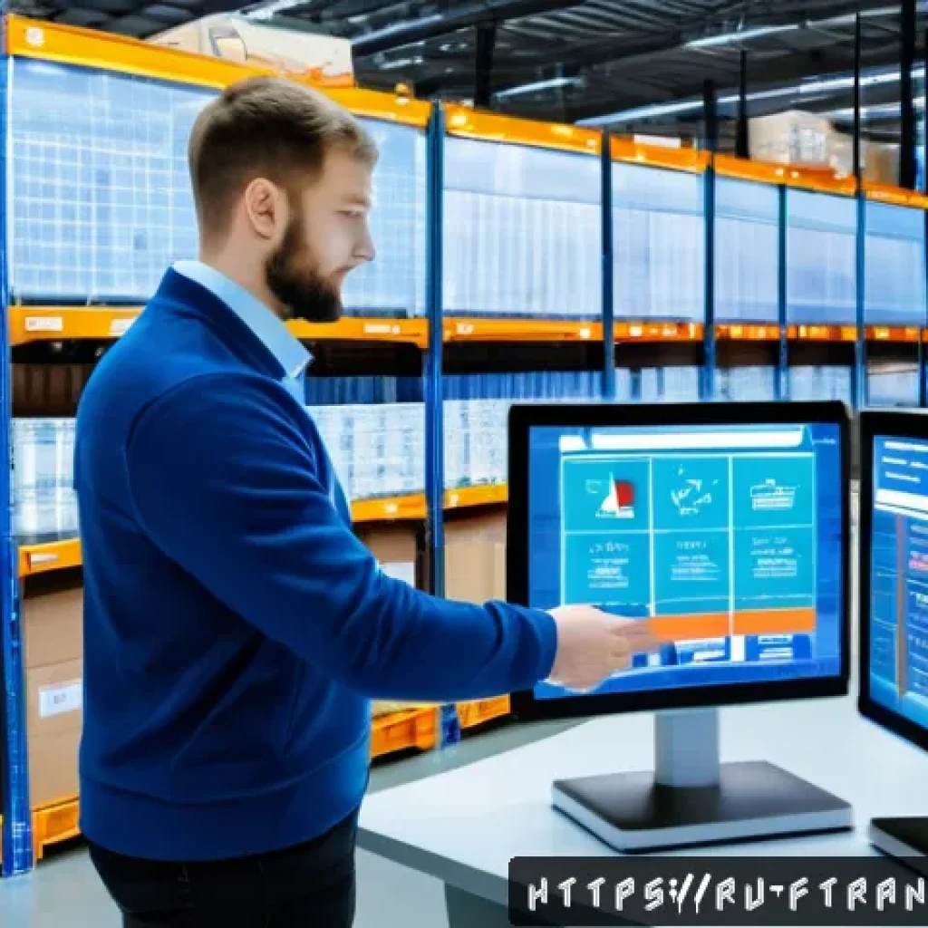 물류 자율화 - A modern Russian warehouse interior featuring advanced automated inventory management systems with l...