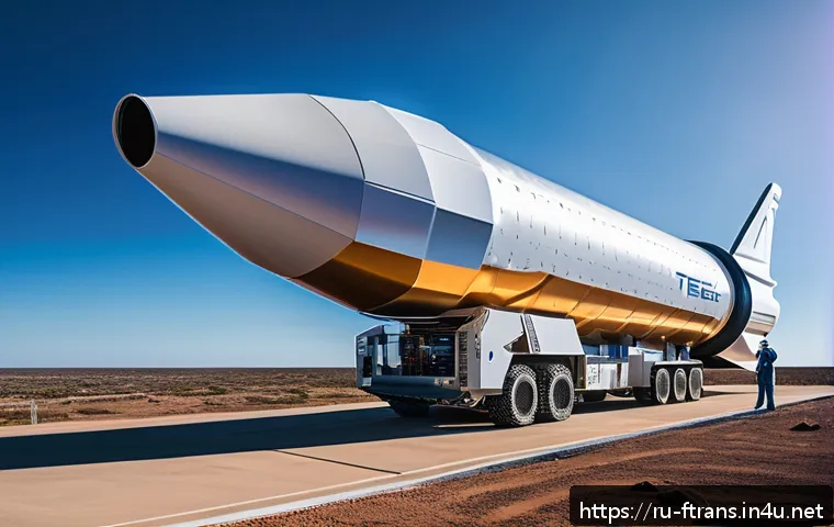 우주 항공사 - A futuristic scene depicting a SpaceX Starship rocket preparing for launch at a high-tech spaceport ...