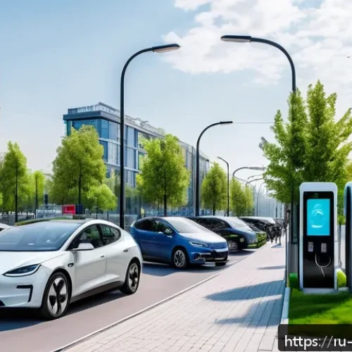 Home 17 미래 운송의 사회적 영향 - A futuristic Russian city street scene featuring a variety of electric vehicles, including electric ...
